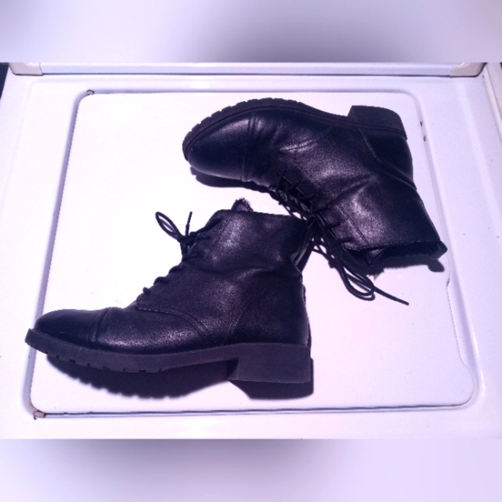 Fur lined combat boots